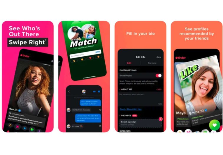 iOS app screenshot examples from Tinder