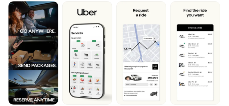 iOS app screenshots - Uber