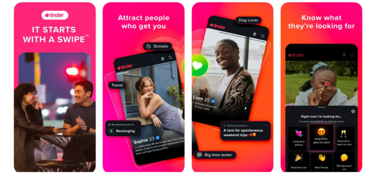 Tinder app screenshots in Apple App Store