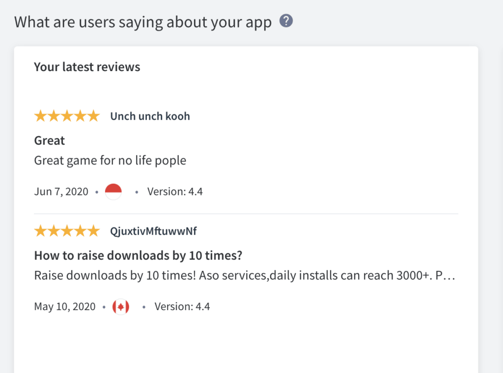 User reviews let you know if users are enjoying your app