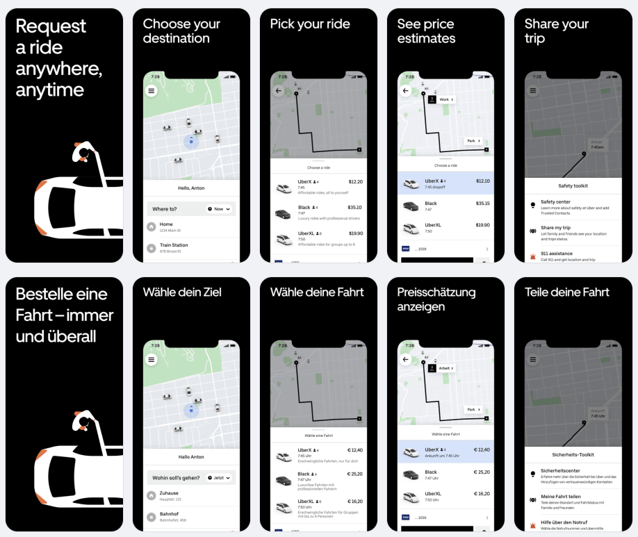 Uber Localized App Store Listing Example for good App Store Optimization