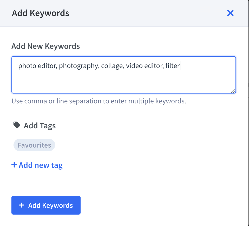 Add Keywords