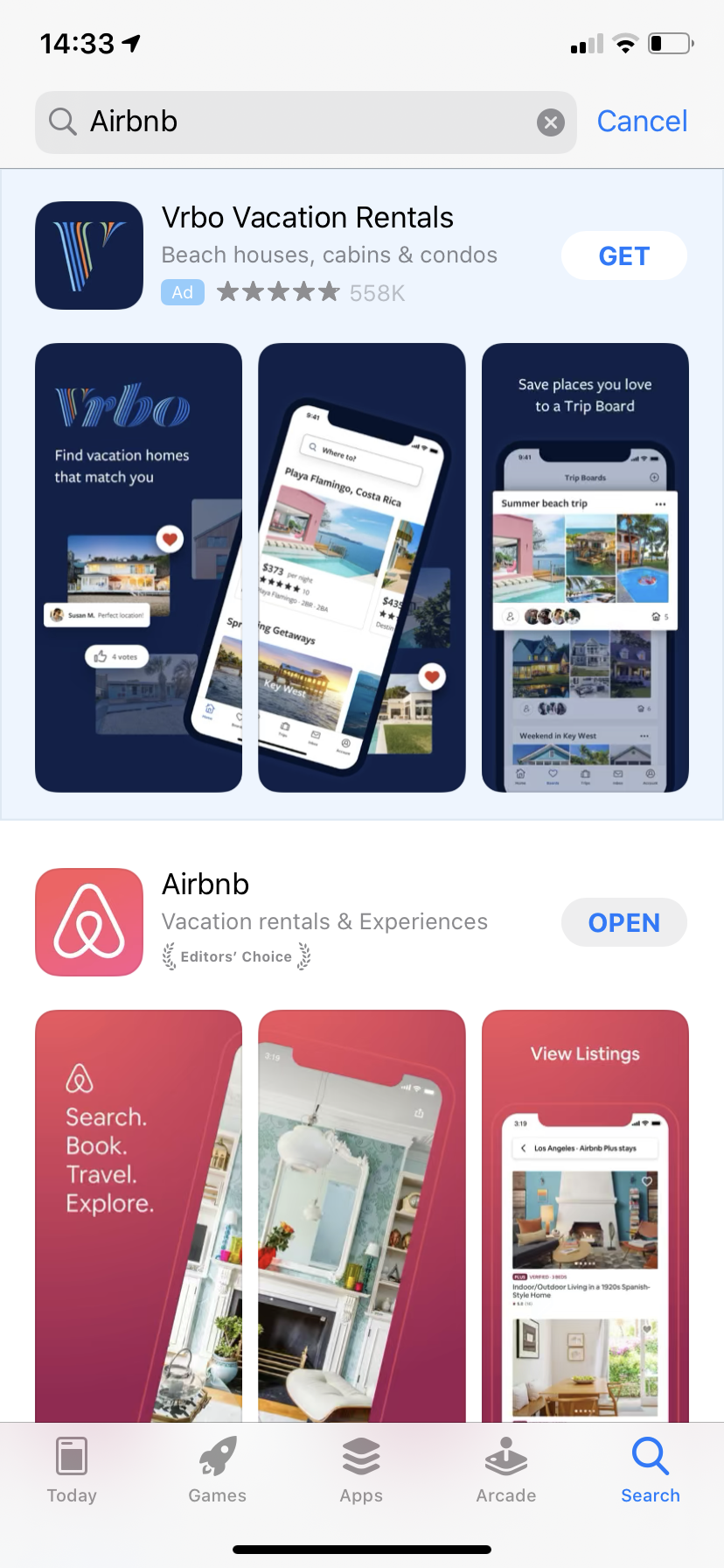 Example of aggressive app store advertising and ads running on brand names. Determine if competitors are attacking your brand name in competitor analysis