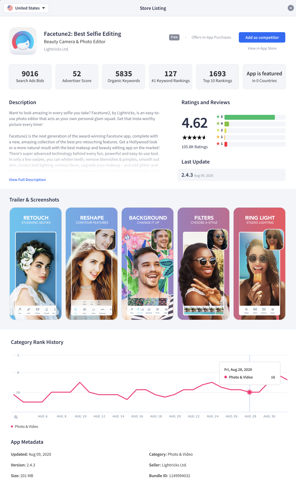 Use App Radar to track and analyze your competitor apps when getting started with ASO
