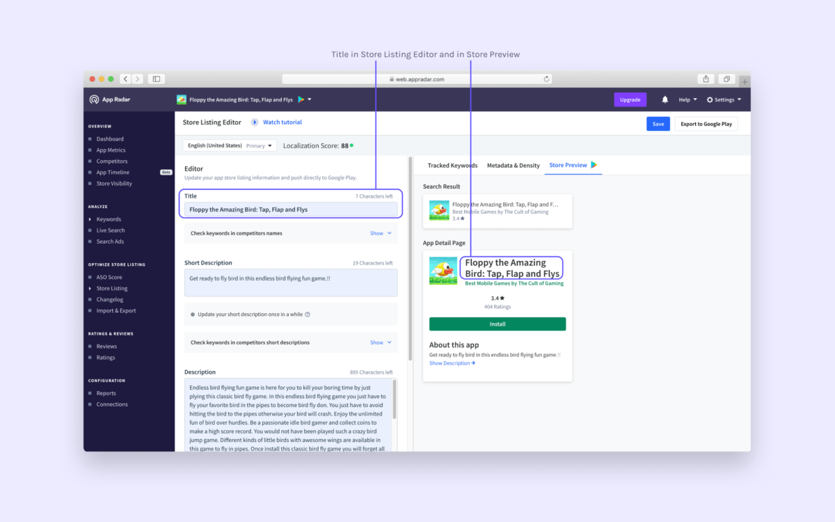 Store Listing Editor Preview