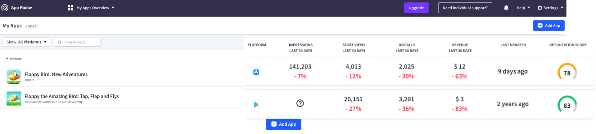 App Radar Google Play Apple App Store 1