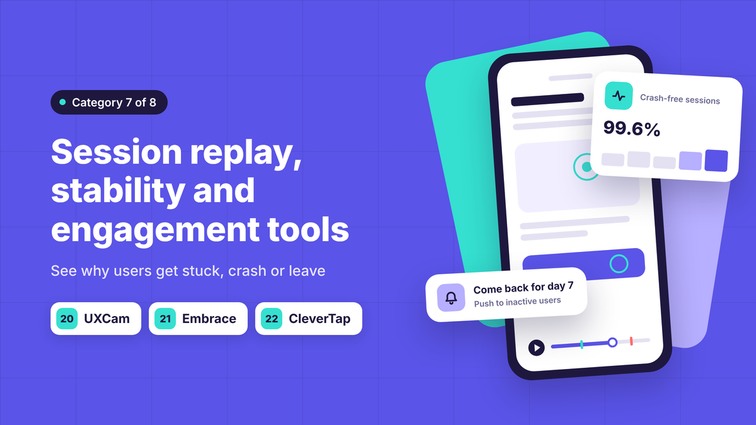 Session replay, stability and engagement tools: UXCam, Embrace and CleverTap