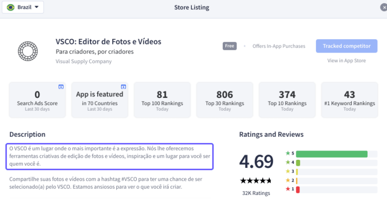 Brazilian Vsco Store Listing App Radar