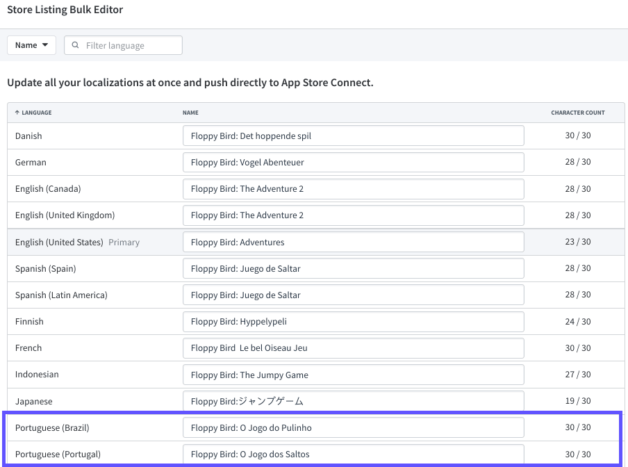 Store Listing Bulk Editor App Radar