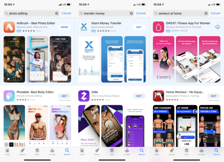 Apple Search Ads App Store Beispiel
