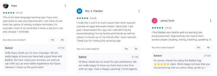 Babbel App Bewertungen Reagieren