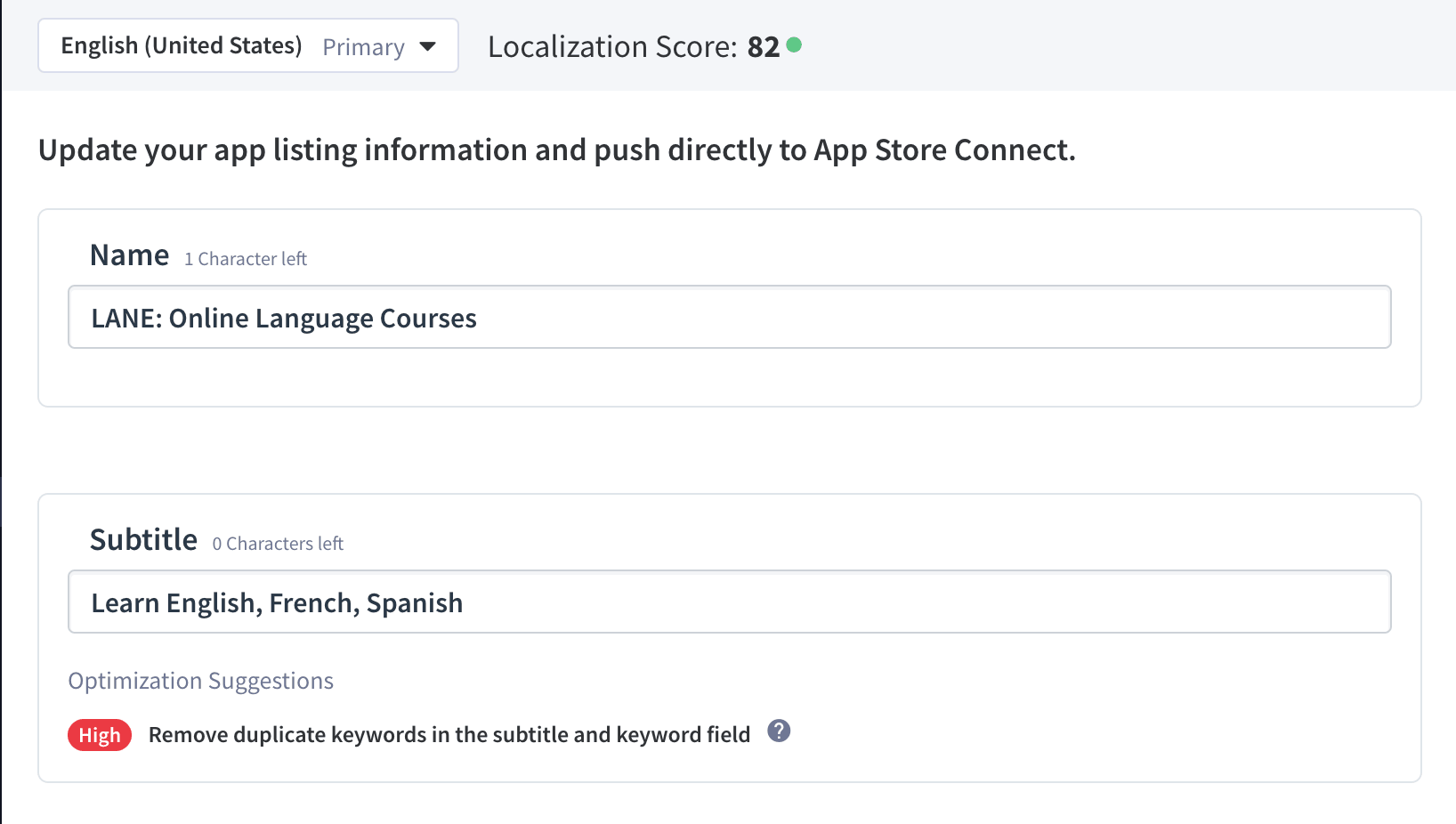 Doppelten App Keywords