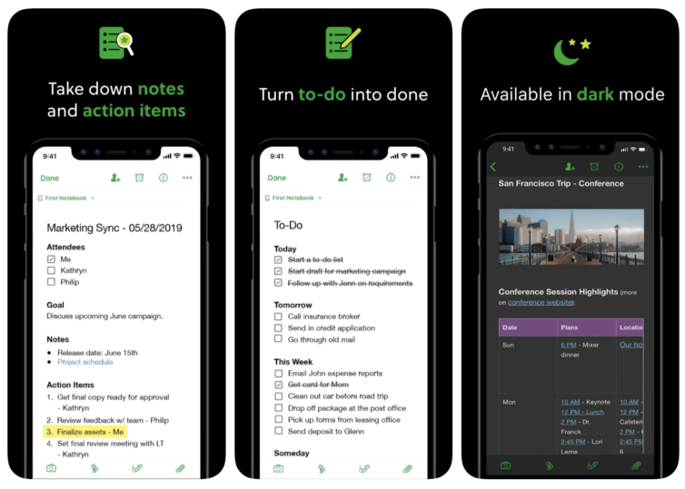 Evernote Dark Mode App Screenshots De