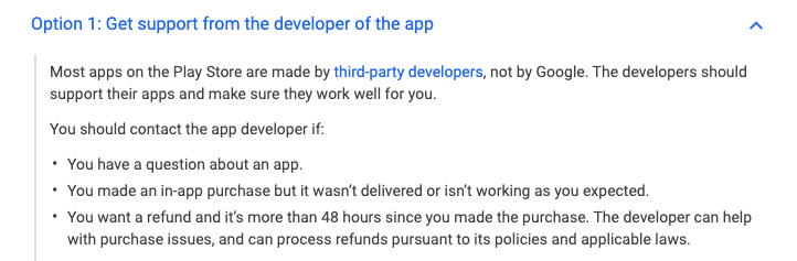 Google Play Erstattungsrichtlinie