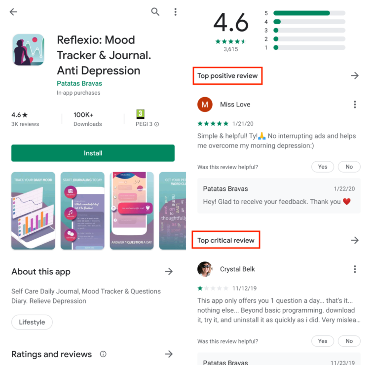 Google Play Positivste Kritischste App Rezension
