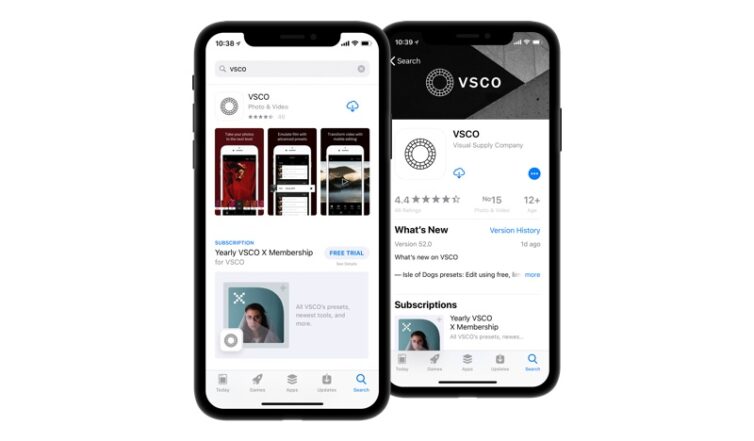 In App Kaufe Vsco