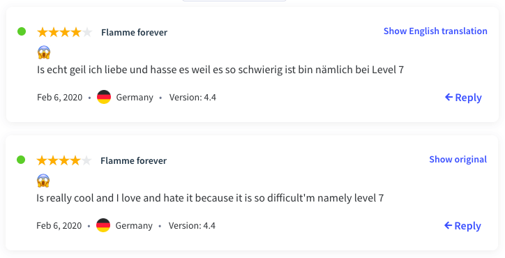 Ubersetze App Store Bewertungen