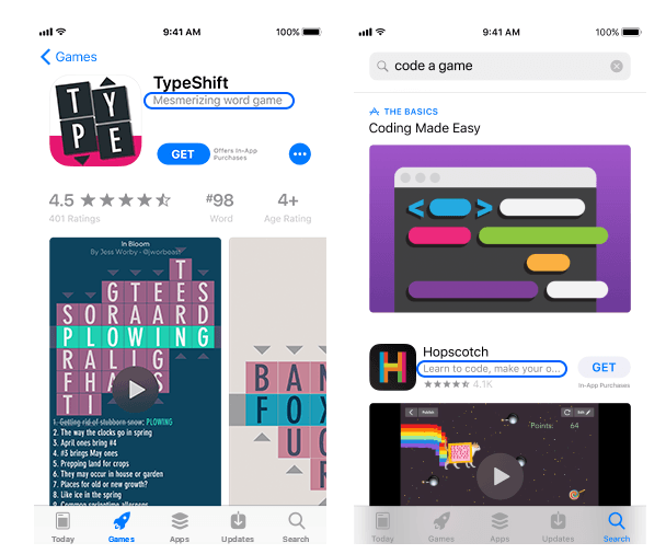 Untertitel Apple App Store
