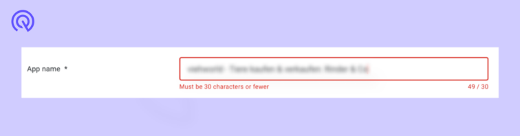 play store warning about title limitation