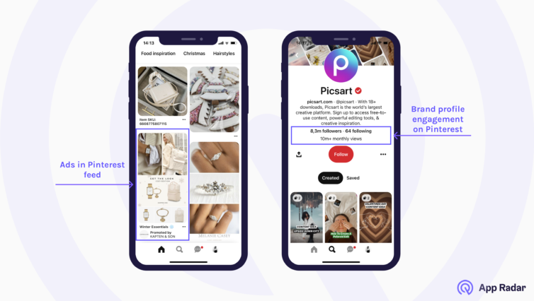 organic paid ua pinterest