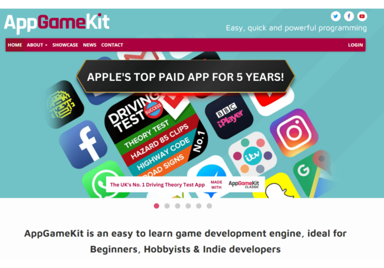 Appgamekit - game engine home page