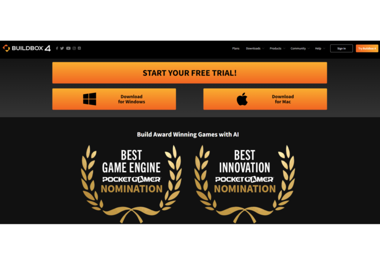 Buildbox - game engine home page