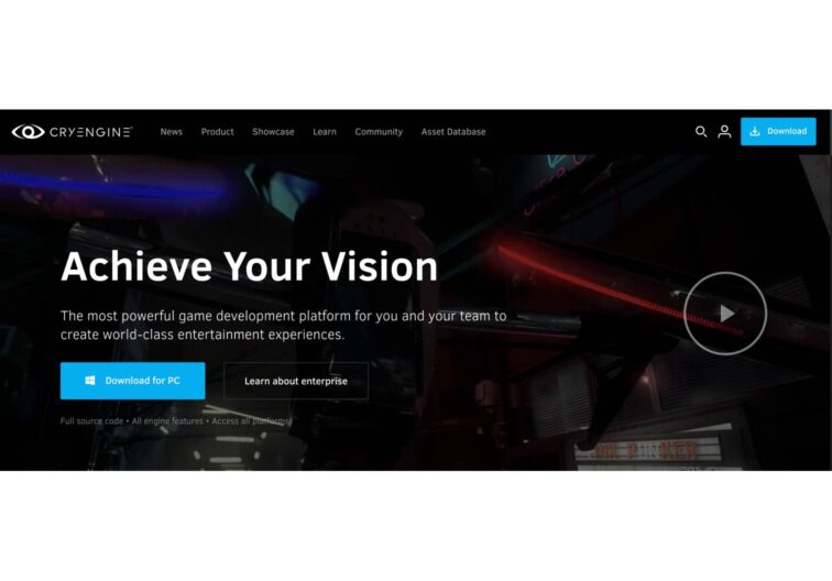 Cryengine - game engine homepage