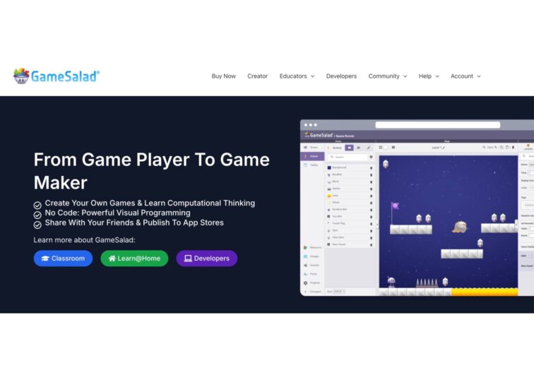 Gamesalad - game engine homepage