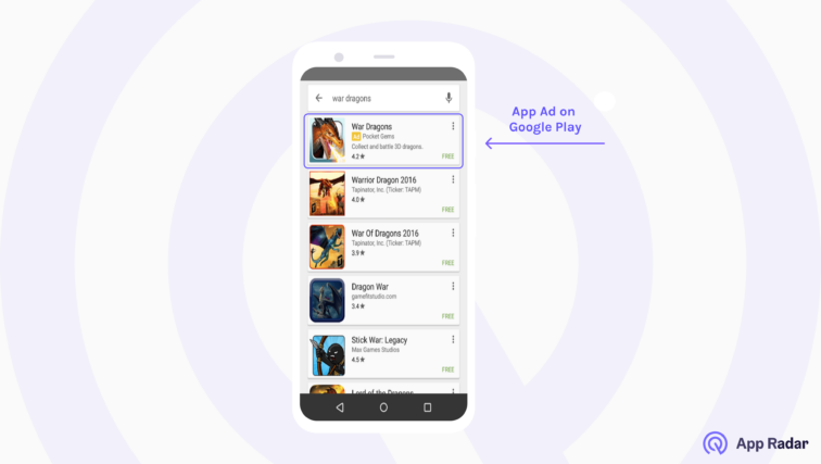 App ad example in Google Play
