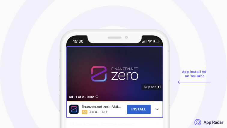App install ad example on YouTube