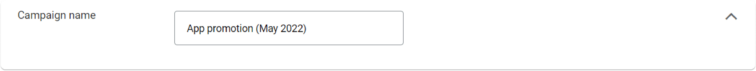 App install campaign name settings