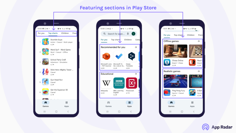 featuring sections in play store