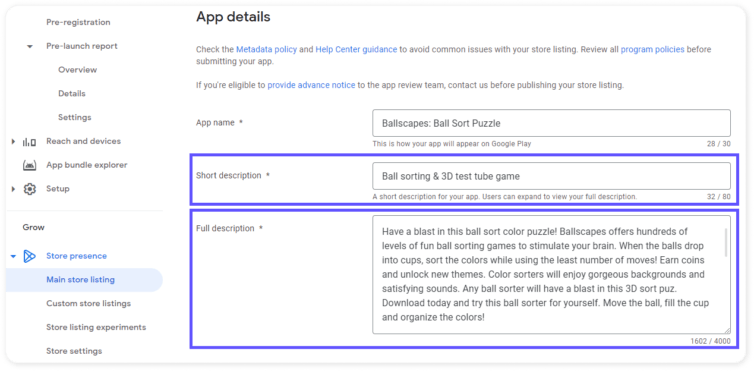 Google Play App Short & Long Description Guidelines in 2023