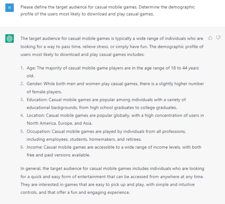 defining target audience with chatgpt