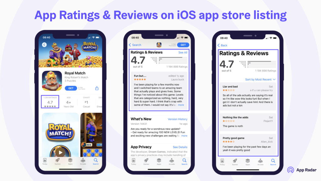 app ratings and reviews on ios app store listing