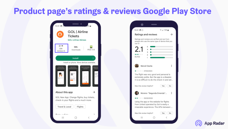 Ratings of the top mobile games on the App Store and Google Play