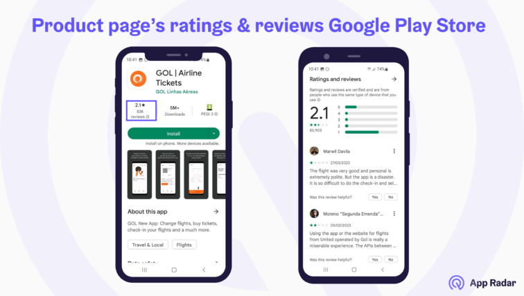 Example of app with low app rating in Play Store