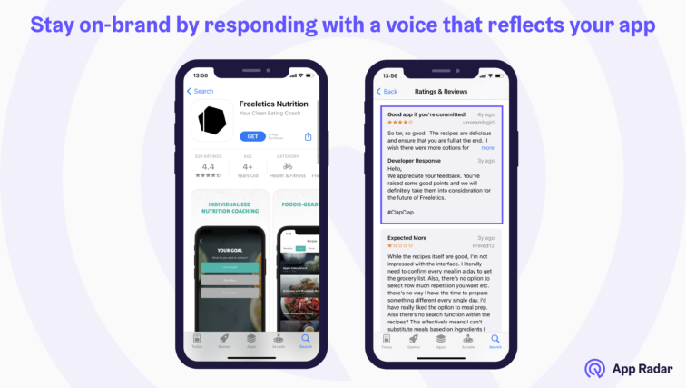 Reply to user reviews: Freeletics app example
