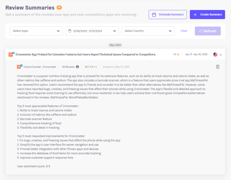 ai review summaries app radar 1