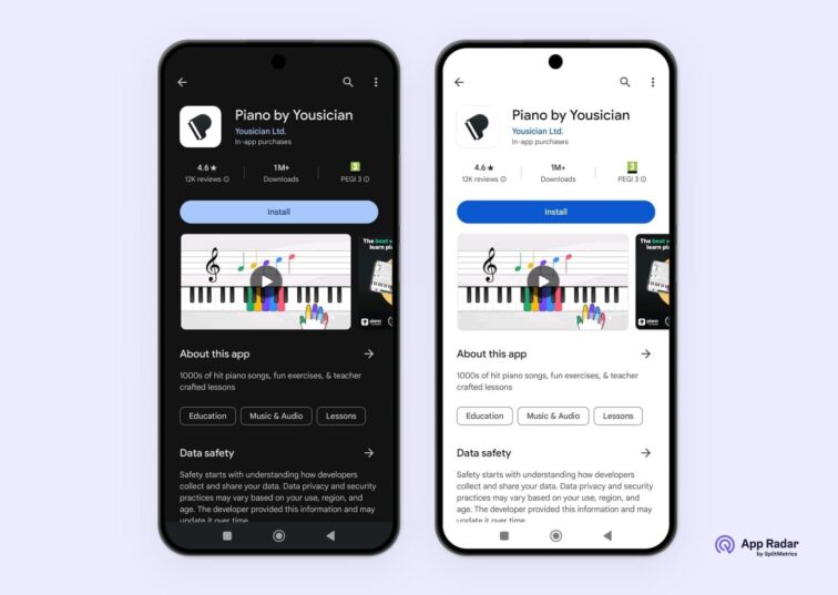 piano app mobile user interface