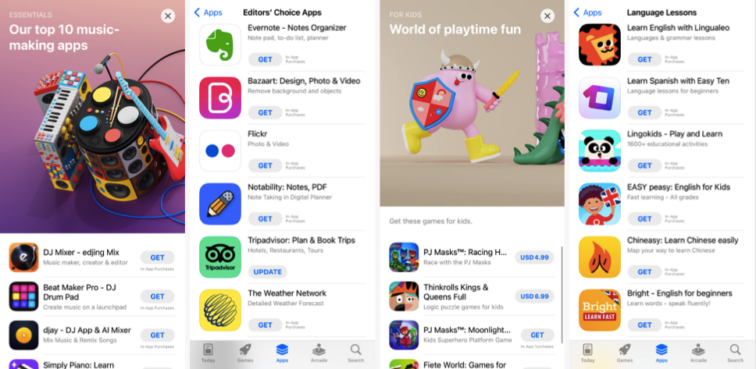 various app collections in apple app store