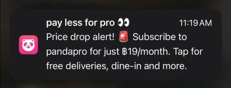 food panda push notification example