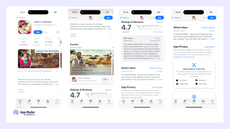 App Store iOS product page layouts components