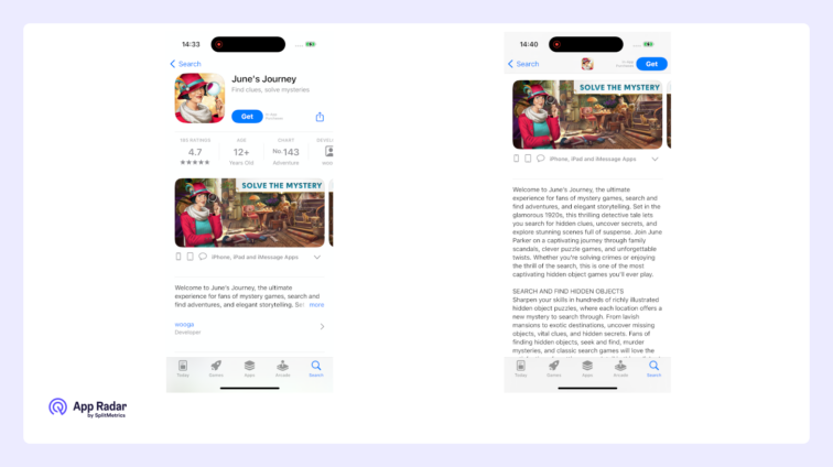 iOS product page app description examples