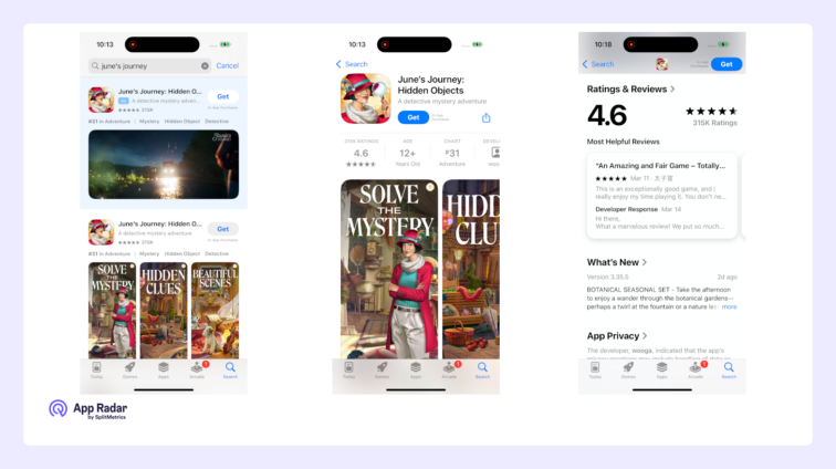 iOS product page app ratings reviews examples