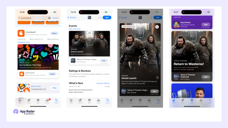iOS product page, in app events examples