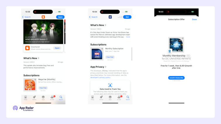 iOS product page, in app purchases examples