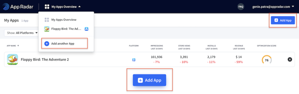 App Radar ASO Tool - How to add an app