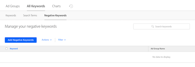 Forgetting negative keywords in your apple search ads campaign is a mistake you should avoid. input Exact match keywords as negative keywords in any discovery campaigns and search match groups to avoid outbidding yourself