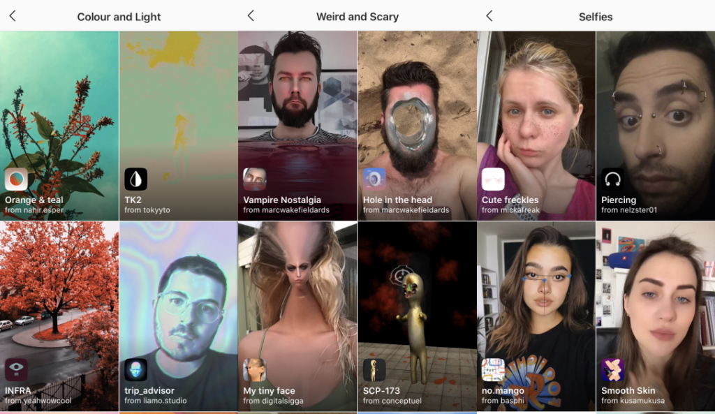 Instagram AR filters that all users can make and share. Now app companies can utilize AR ads for their app marketing campaigns in 2020